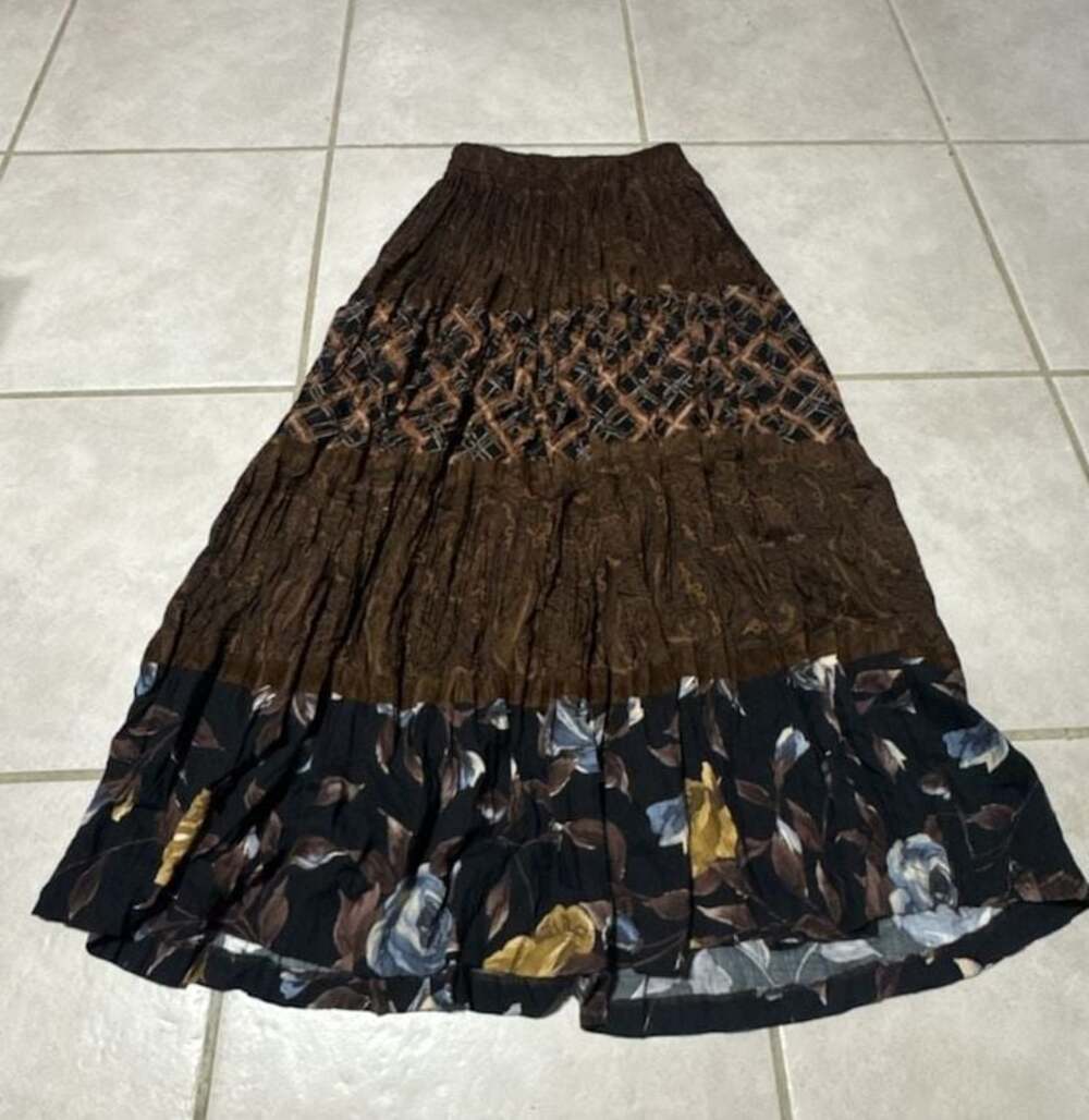 Stonebridge Vintage Floral Tiered Maxi Skirt Size Small